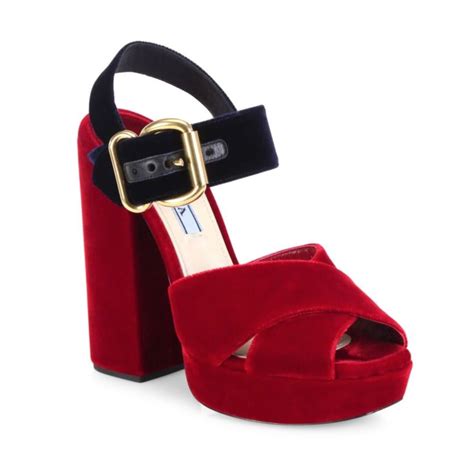 prada cross strap velvet platform sandals|Prada platform sandals sale.